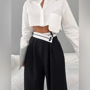 Commense brand new Asymmetrical black and white pants